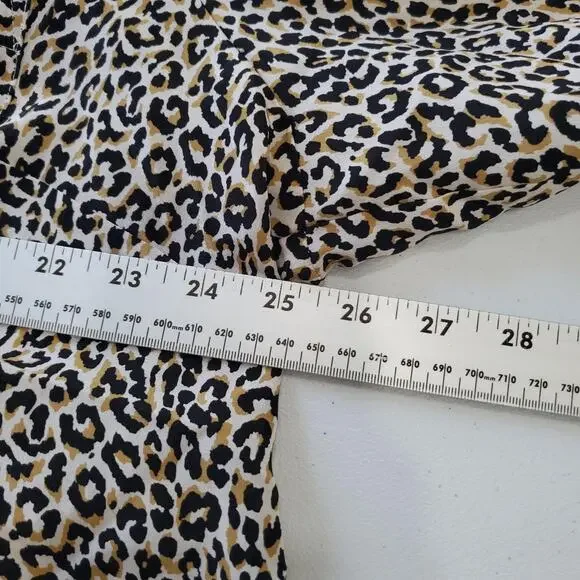 J Crew Shirt Womens 22 Brown Black Leopard Animal Print Silk Button Front J8152 - Picture 7 of 10